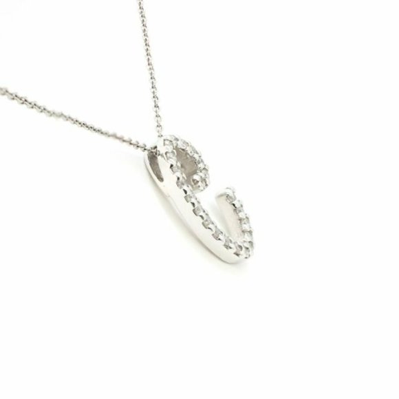 18k WG Cursive Letter C Diamond Pendant Necklace - Picture 4 of 7